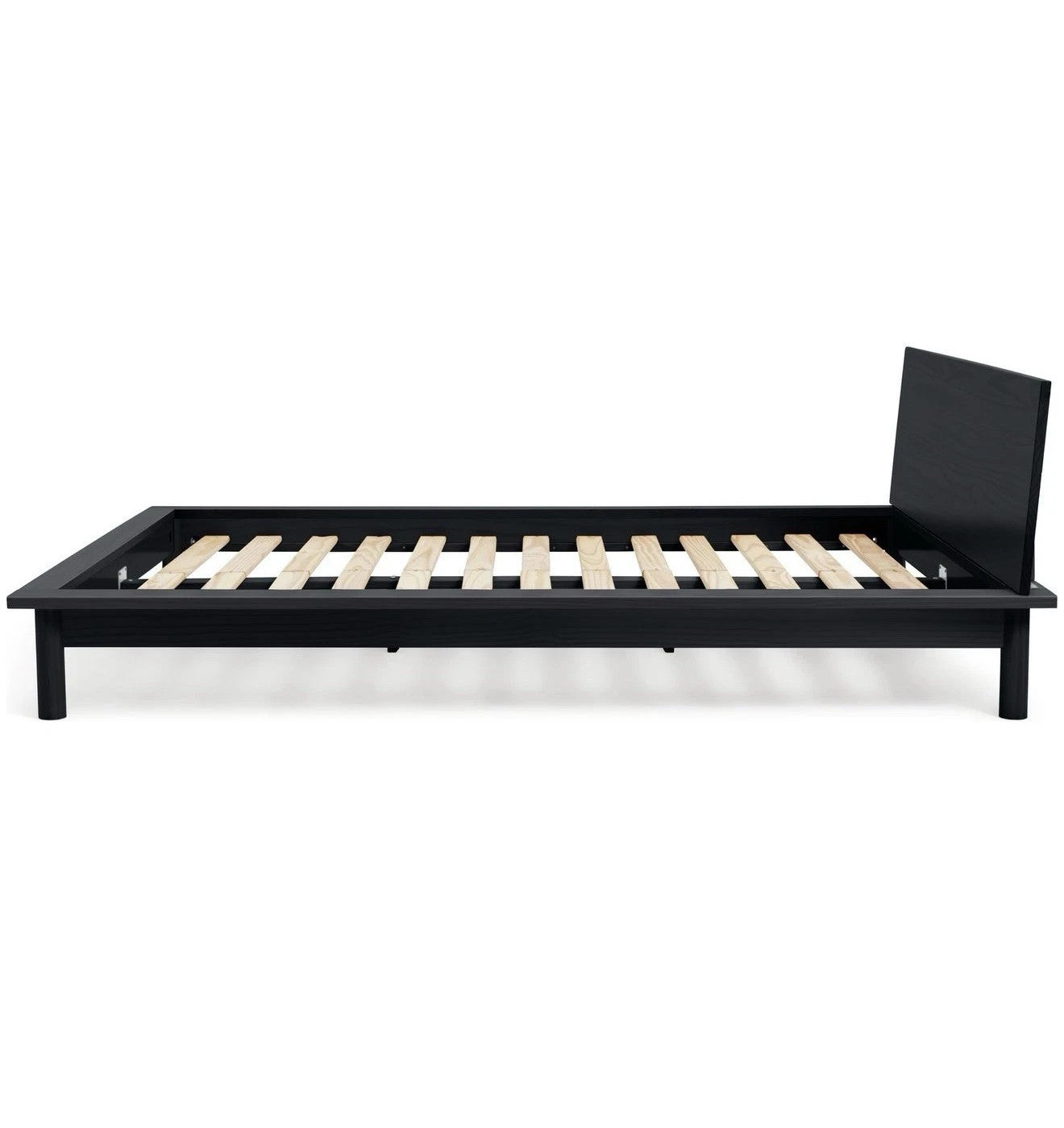 Akio Small Double Wooden Platform Bed Frame- Black | Japanese style bed frame