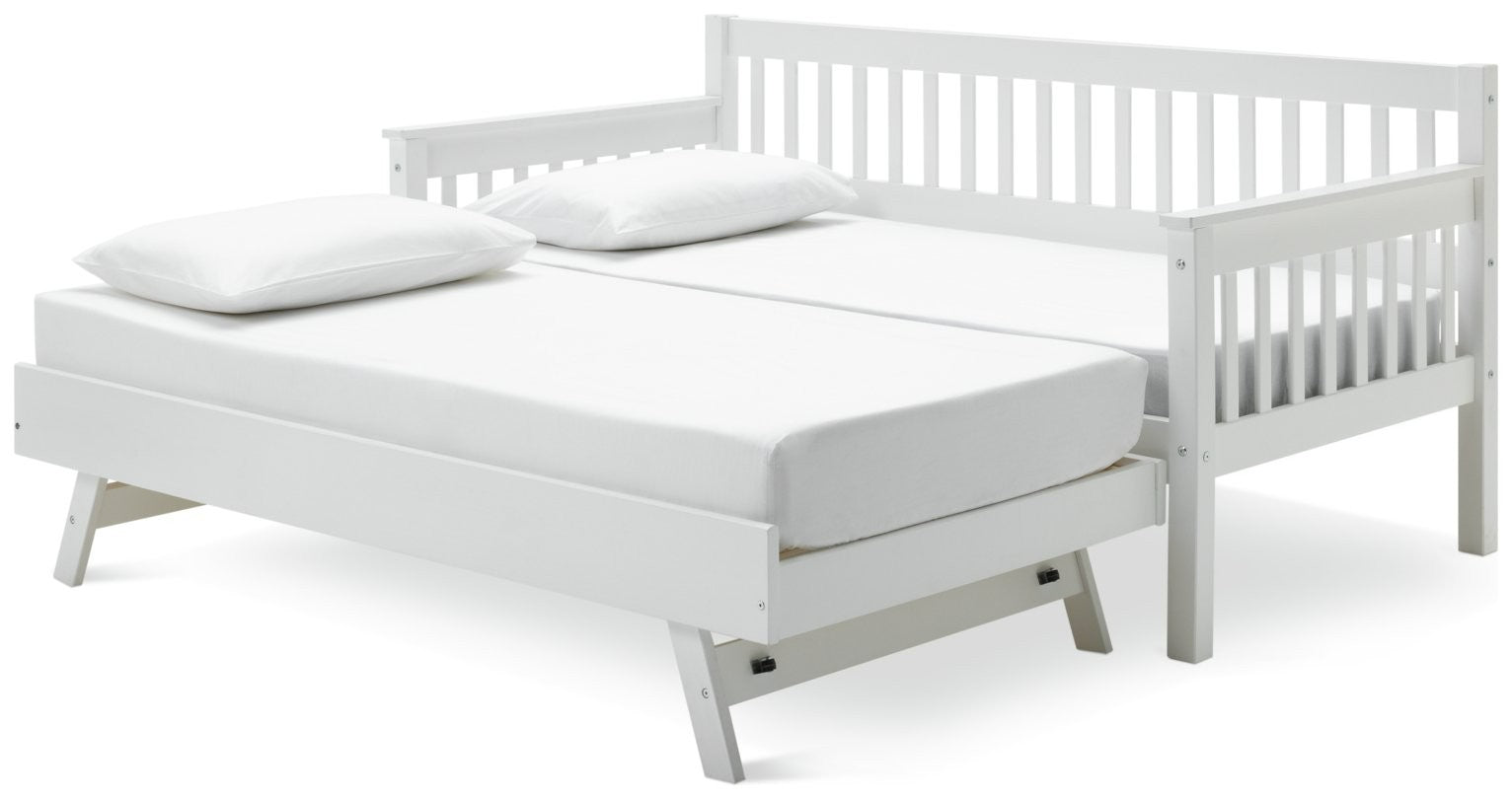 Home Aspley Trundle Day Bed - White | Compact Spare Room Setup