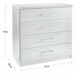 Home Normandy 4 Drawer Chest of Drawers White | Bedroom Storage Furniture Modern
