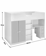 Jackson High Sleeper Bed Frame - White and Grey (B GRADE)