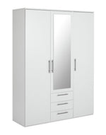Home Brisbane 3 Door 3 Drawer Wardrobe - White (B Grade)