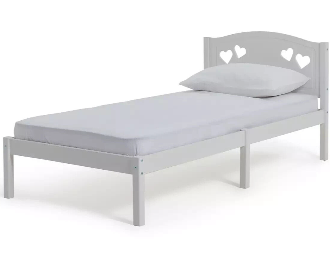 Mia Single Bed Frame - White With Memory Foam Mattress