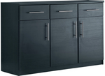 Anderson 3 Door 3 Drawer Sideboard - Black | Dining Room Storage Cabinet Unit