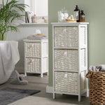 Home 2 & 3 Drawer Woven Bathroom Storage Unit - White | Practical Everyday Use