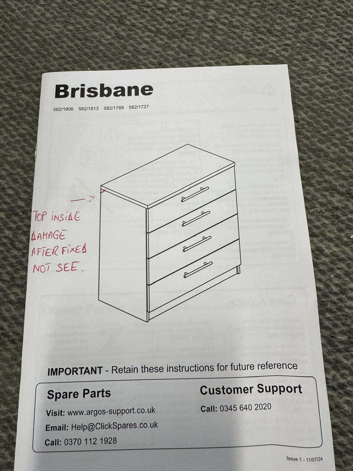 Home Brisbane 4 Drawer Chest Oak ( B Grade-1019.)