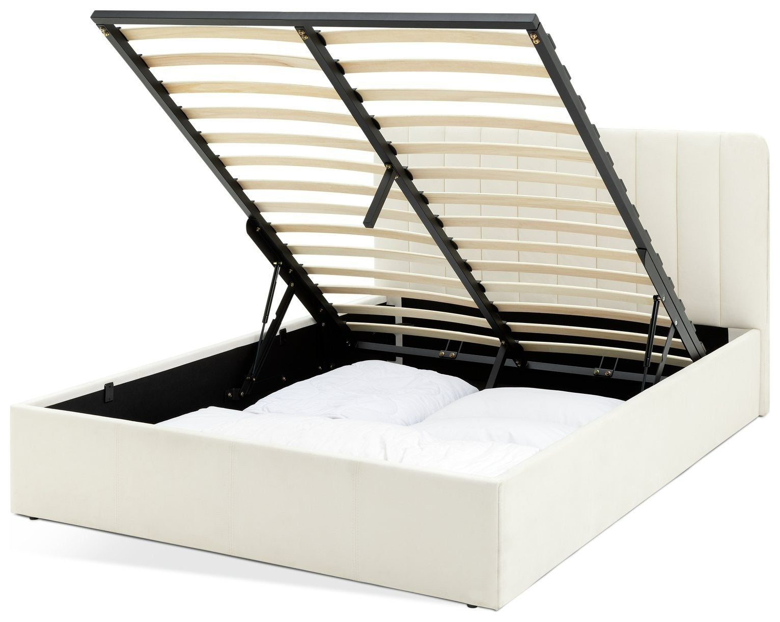 Home Pandora Small Double End Lift Ottoman Bed - Cream | lift-up storage bed