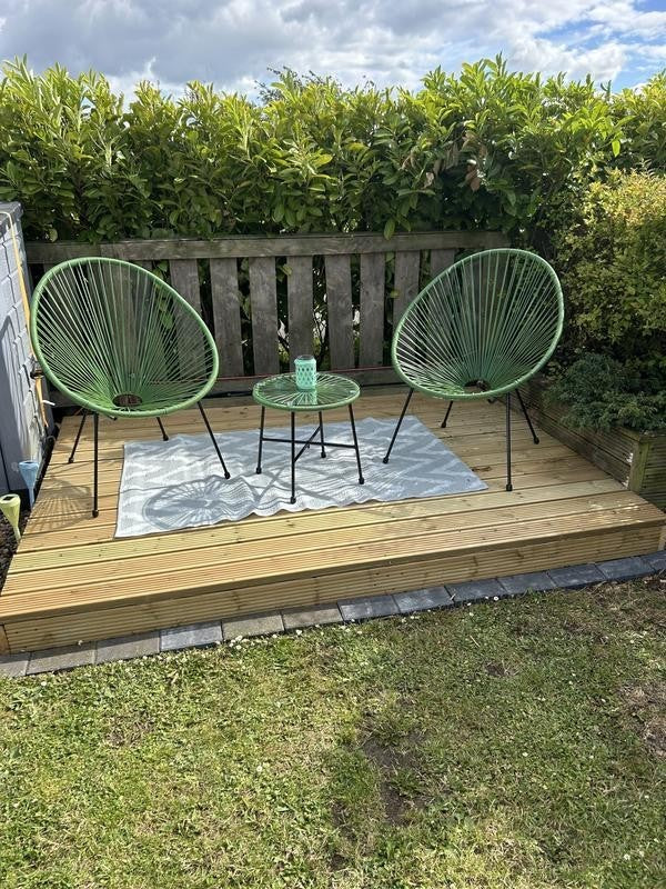 Home Serenity 2 Seater Metal Garden Bistro Set Green | Outdoor Patio Furniture