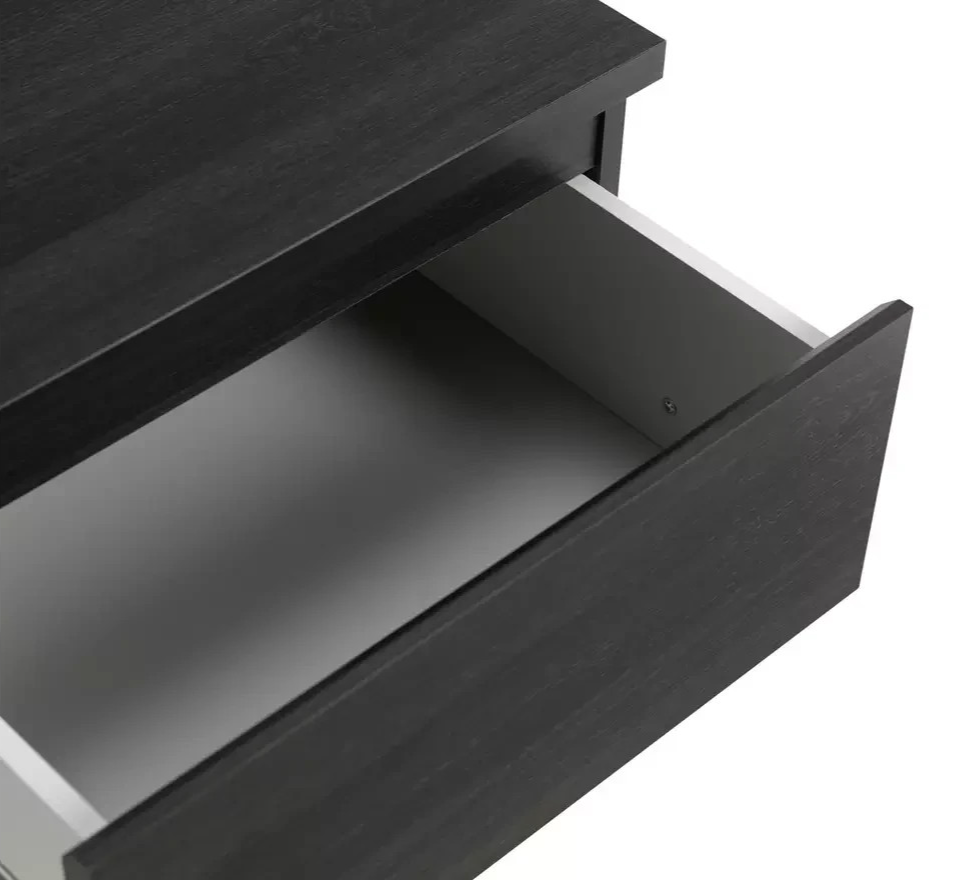 Home Jenson 2 Drawer Bedside Table Black Oak Effect | Bedroom Storage Nightstand