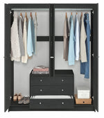 Home Malibu 4 Door 3 Drawer Wardrobe - Black Oak Effect (B Grade)
