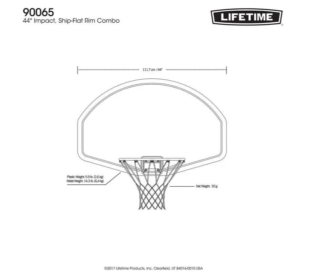 Lifetime Basketball Backboard, Hoop and Net Set