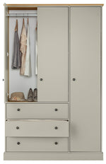 Home Kensington 3Dr 3Drw Wardrobe - Soft Grey /Oak Eff | triple wardrobe