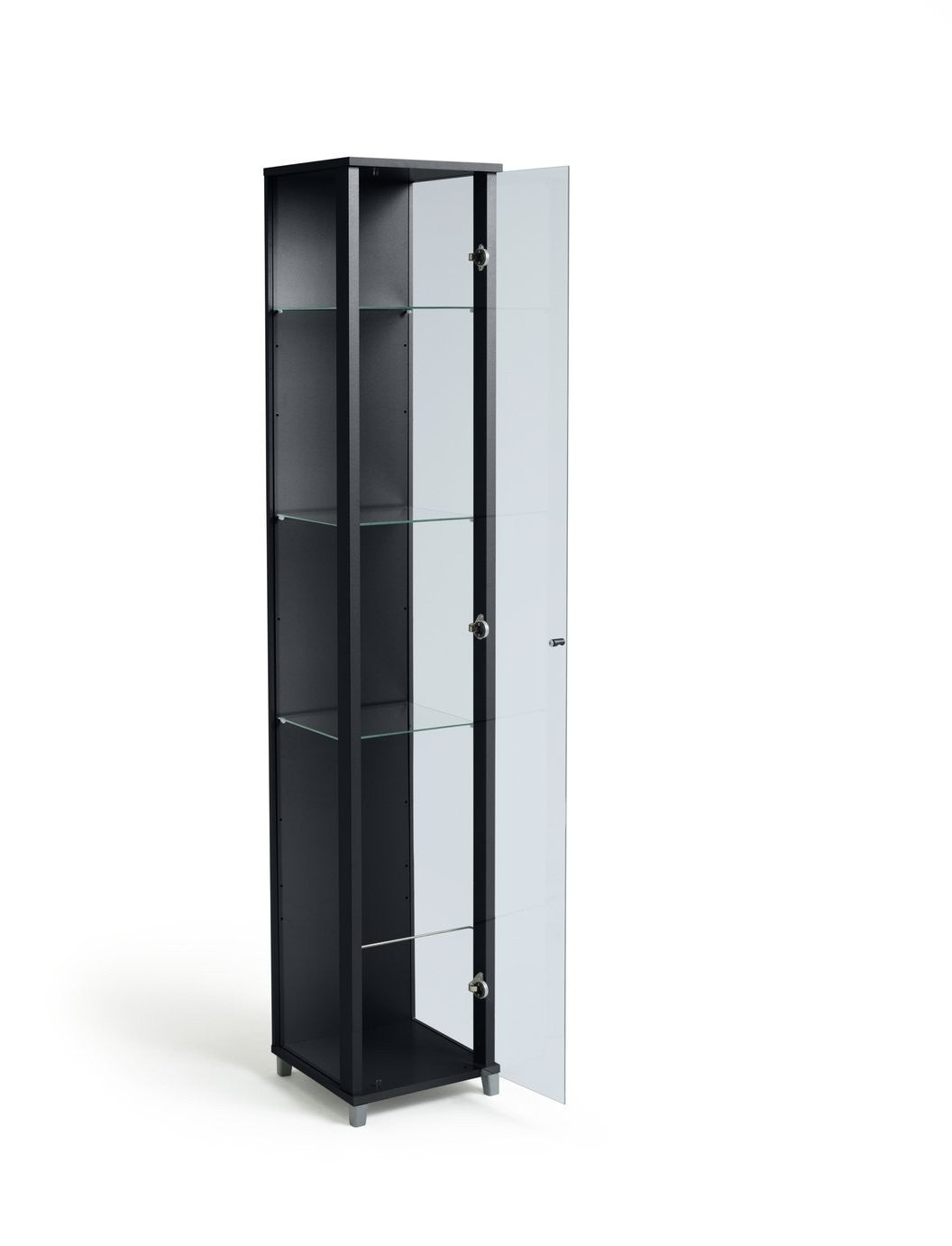 Home 4 Shelf 1 Door Display Cabinet - Black | Minimalist Interior Look