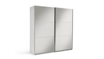 Holsted Mirrored 200cm Sliding Wardrobe - White | High Shine Finish