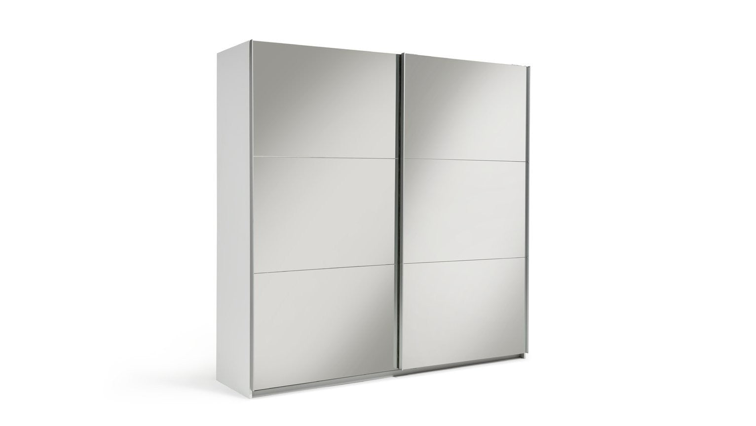 Holsted Mirrored 200cm Sliding Wardrobe - White | High Shine Finish