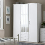 Home New Hallingford 3Dr 3 Drw Mirror Wardrobe - White | Mirror Wardrobe