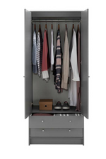 Malibu 2 Door 2 Drawer Wardrobe - Grey (B Grade)