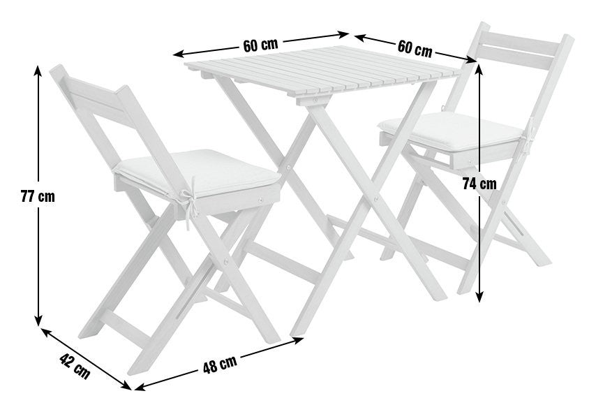 Evissa 2 Seater Folding Wooden Garden Bistro Set | small garden furniture