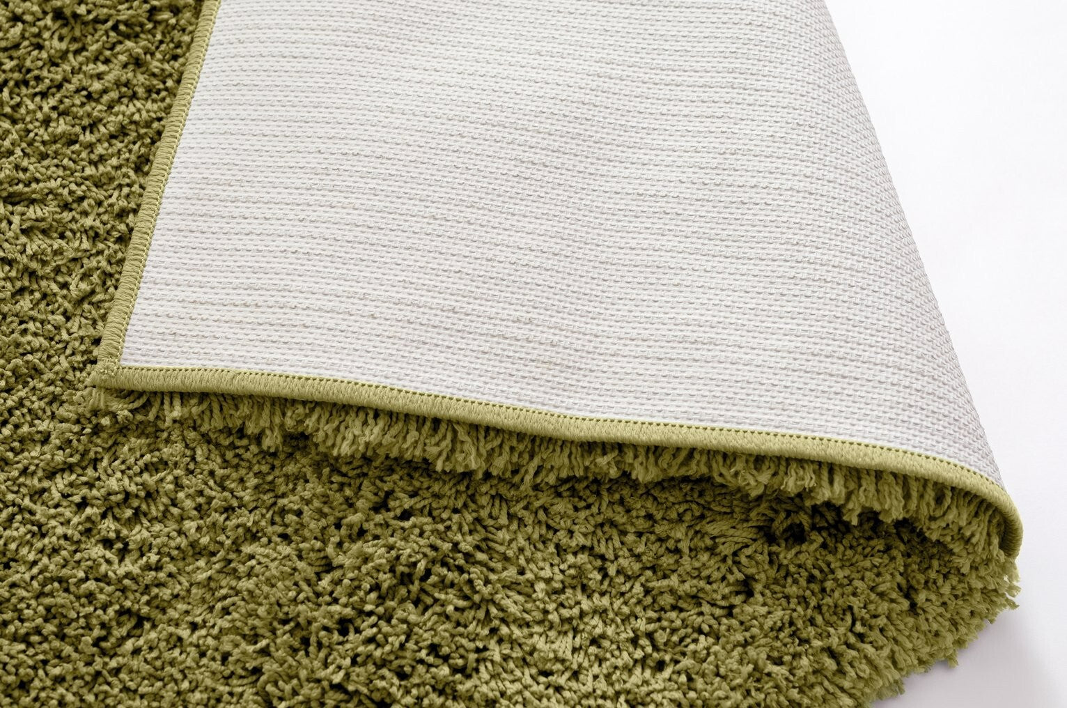 Habitat Noodle Shaggy Plain Rug - Olive - 120x170cm