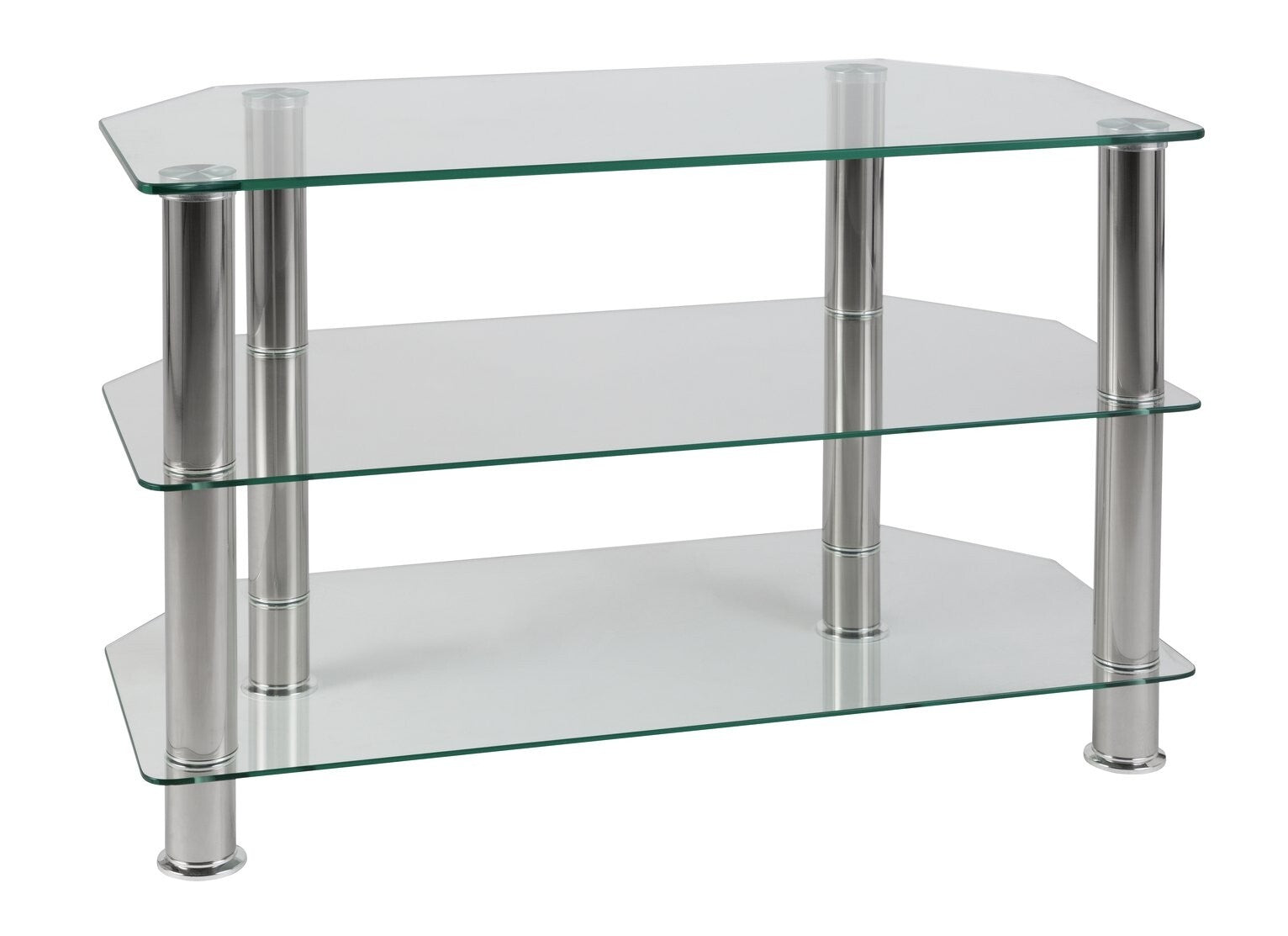 Matrix Glass Corner TV Unit - Clear & Chrome