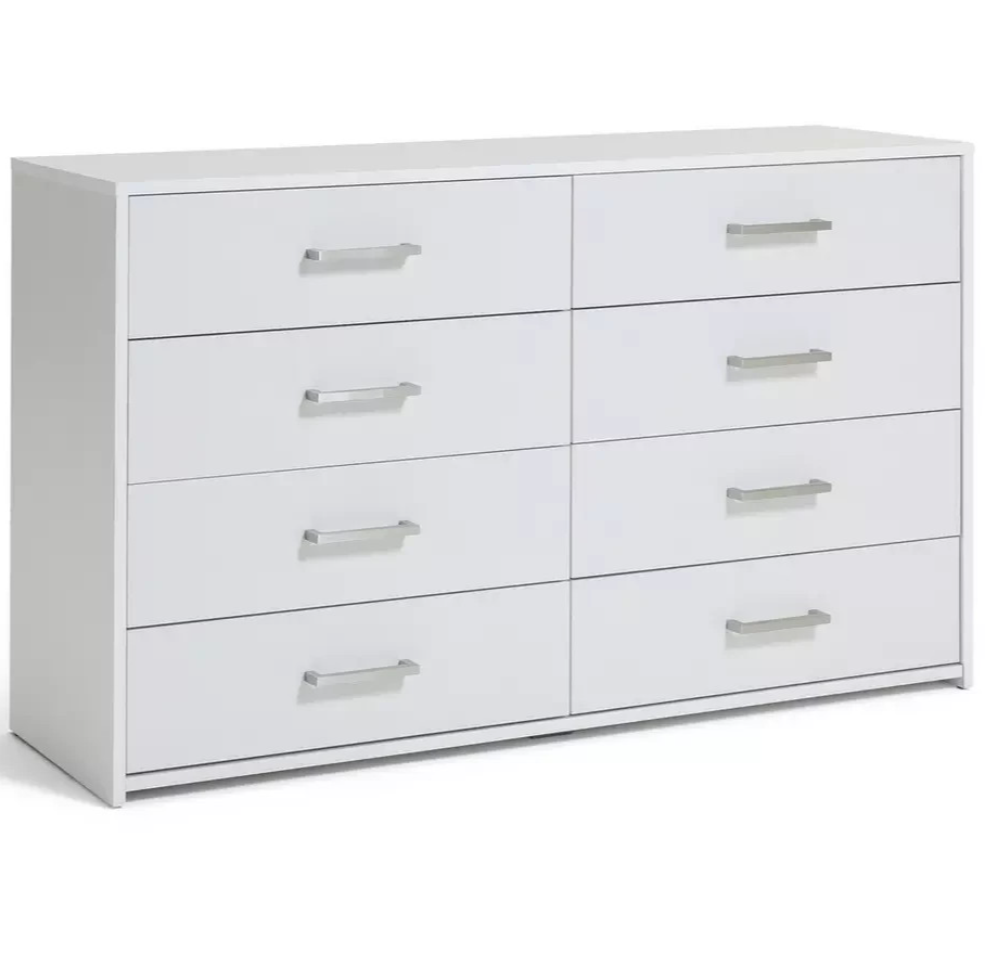 Home Oslo 8 Drawer Chest White | Large Bedroom Storage Furniture Unit