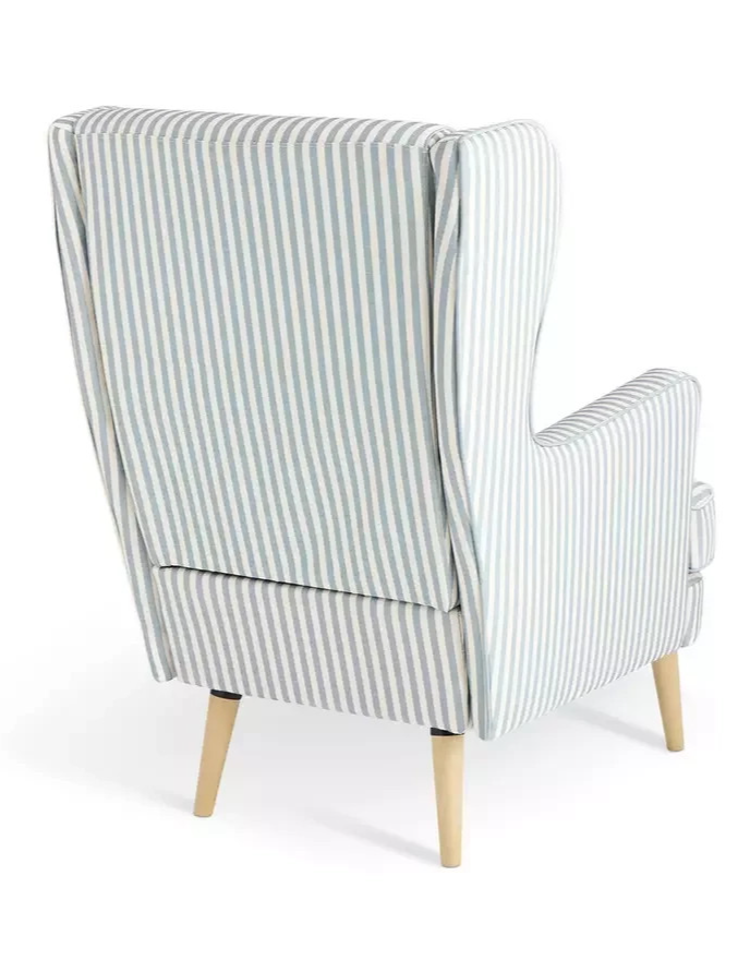 Callie Fabric Wingback Chair - Natural Stripe | Elegant Living Room Style