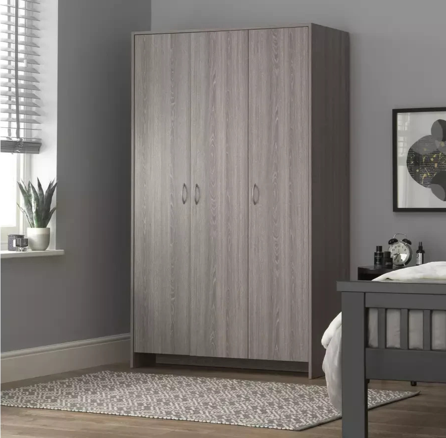 Home Seville 3 Door Wardrobe - Grey Oak Effect | Triple wardrobe