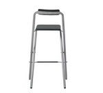 Pair of Folding Metal Bar Stools - Black & Silver