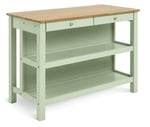 Home Chicago Wooden 2 Seater Bar Island - Sage | Compact Breakfast Setup