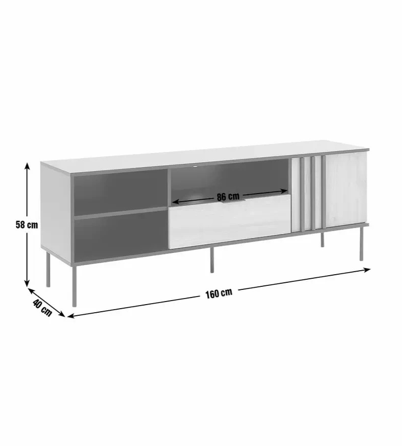 Home Rietta 1 Door 1 Drawer TV Unit Black | Living Room TV Stand Cabinet