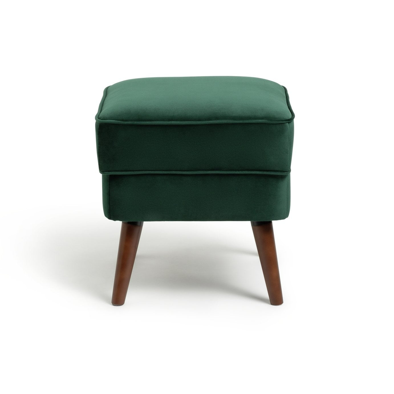 Callie Velvet Footstool - Forest Green | Plush Fabric Finish