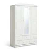Home Nordic 3 Door 5 Drawer Mirror Wardrobe - White (B Grade)