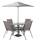 Sicily Garden Table and Parasol Set (No Chairs) - Grey