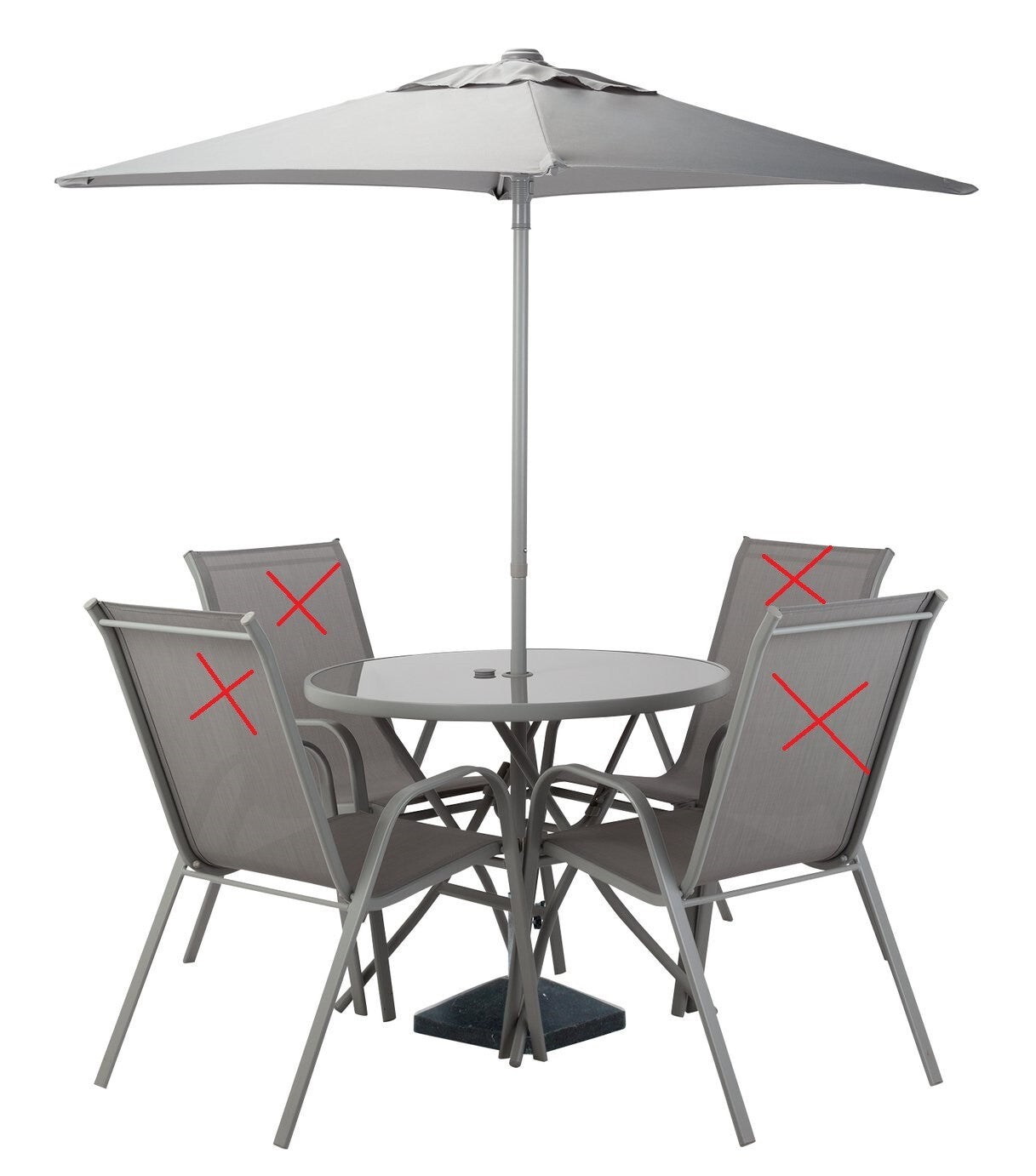 Sicily Garden Table and Parasol Set (No Chairs) - Grey