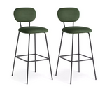 Habitat Ariana Pair of Velvet Bar Stools Green | Kitchen Island Seating Modern