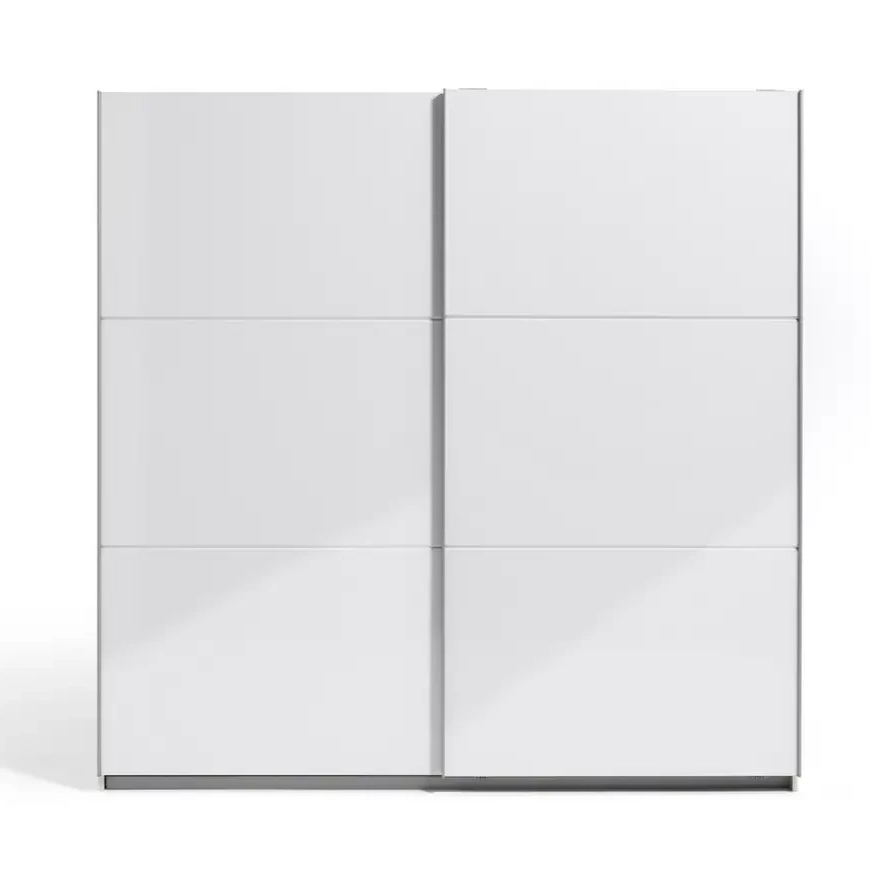 Holsted 200cm Sliding Wardrobe White Gloss | Bedroom Storage Furniture Unit