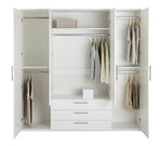 Brisbane 4 Door 3 Drawer Mirror Wardrobe - White |Spacious Clothing Organization