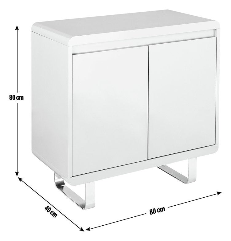 Sleigh 2 Door Sideboard - White Gloss | White Gloss Furniture for Living Room