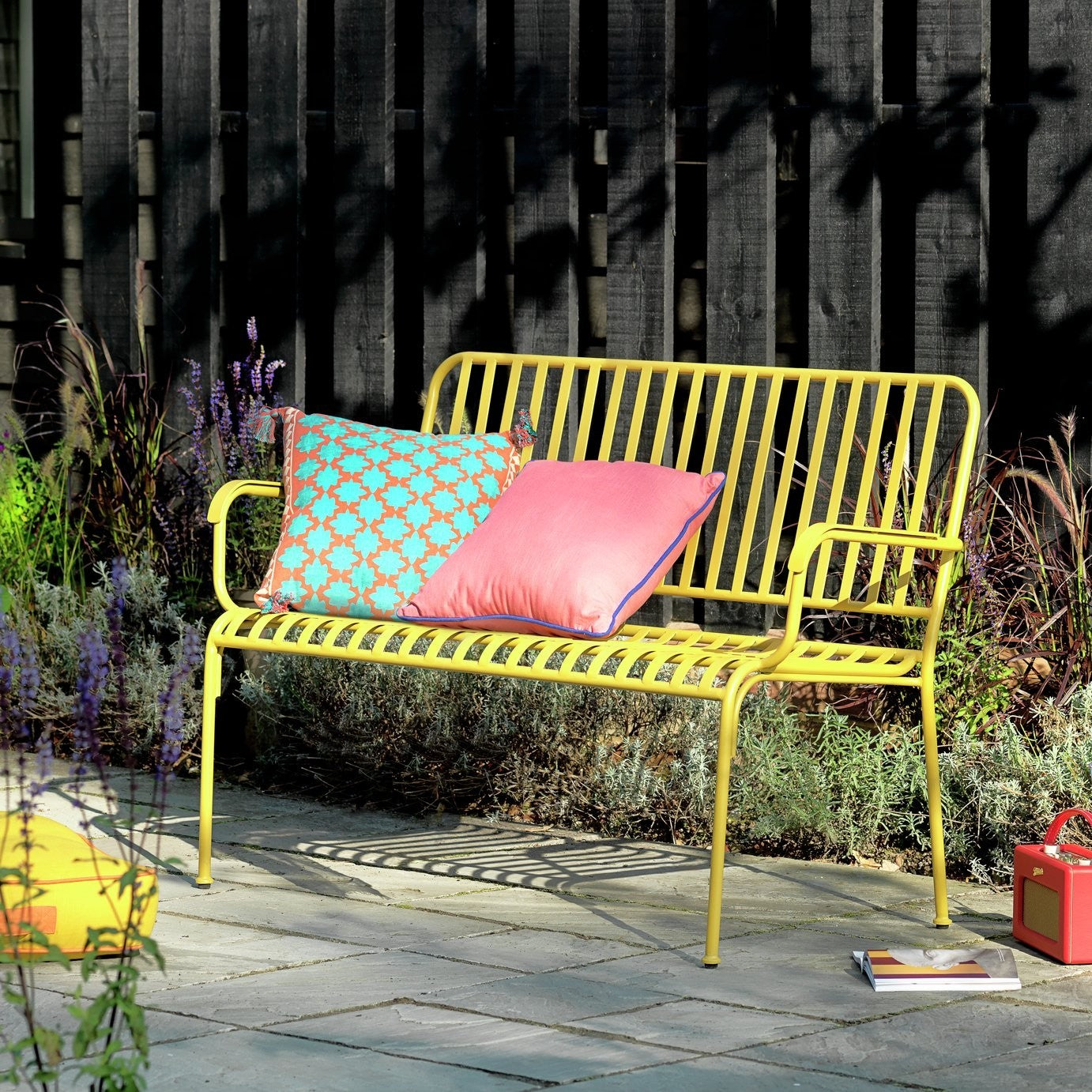 Indu 2 Seater Metal Garden Bench - Yellow