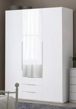 Hallingford 3 Door 3 Drawer Wardrobe-White Gloss (B GRADE)