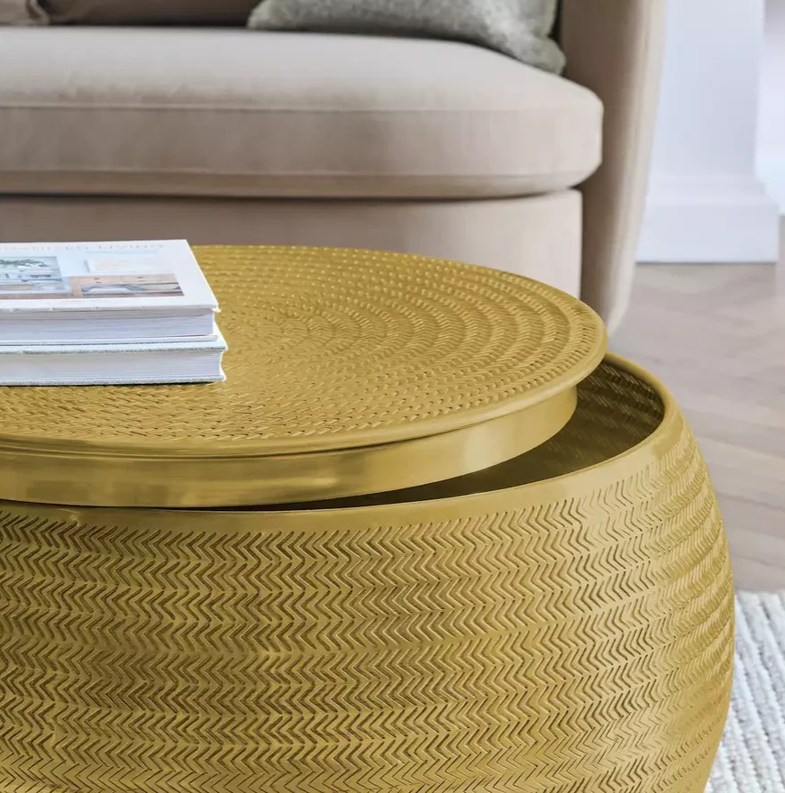 Sona Storage Coffee Table Brass | Modern Living Room Furniture