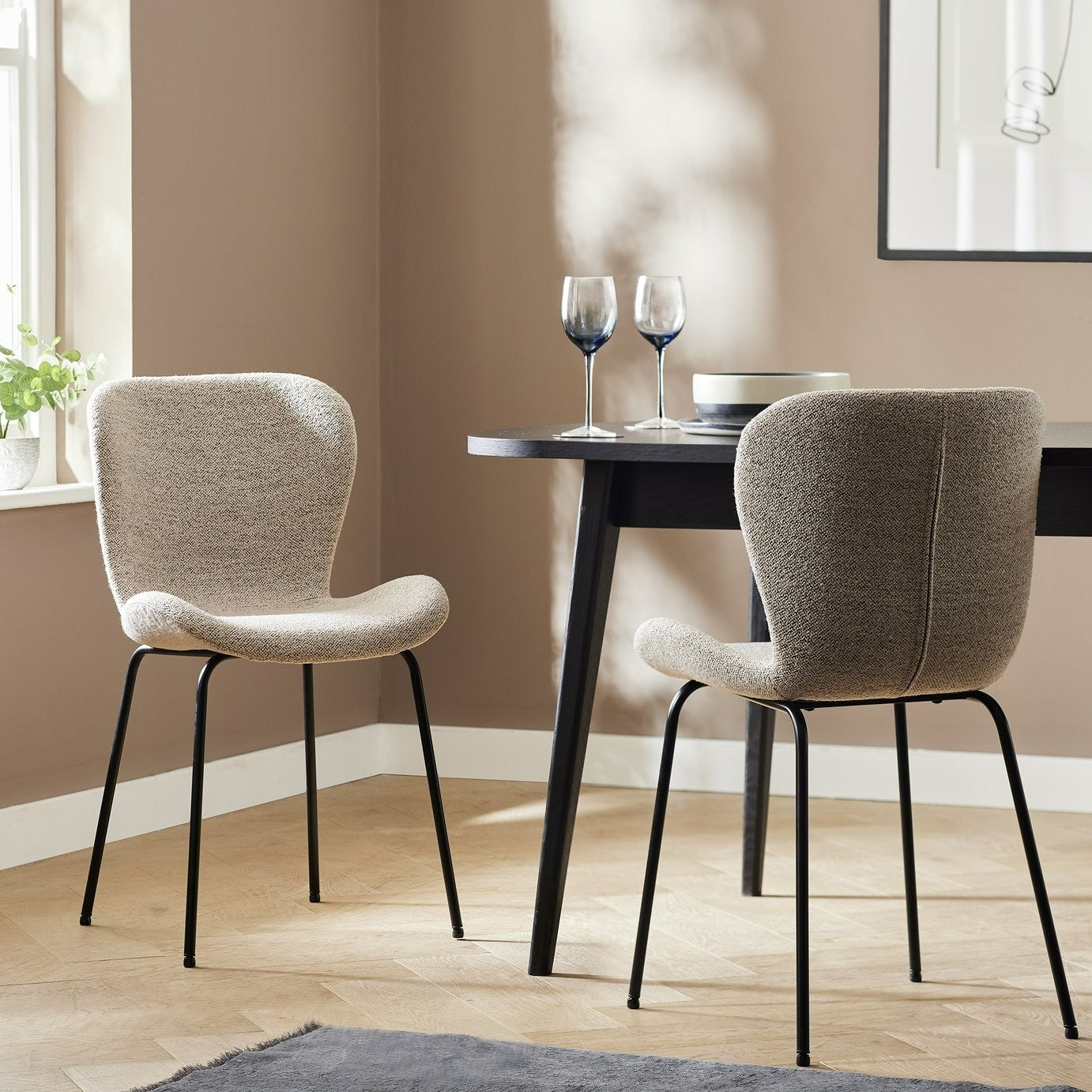 Etta Pair of Fabric Dining Chair - Natural | Modern Mealtime Seating