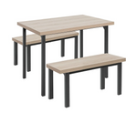 Habitat Zayn Wood Effect Dining Table & 2 Natural Benches