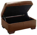 Eton Leather Storage Ottoman Footstool - Tan