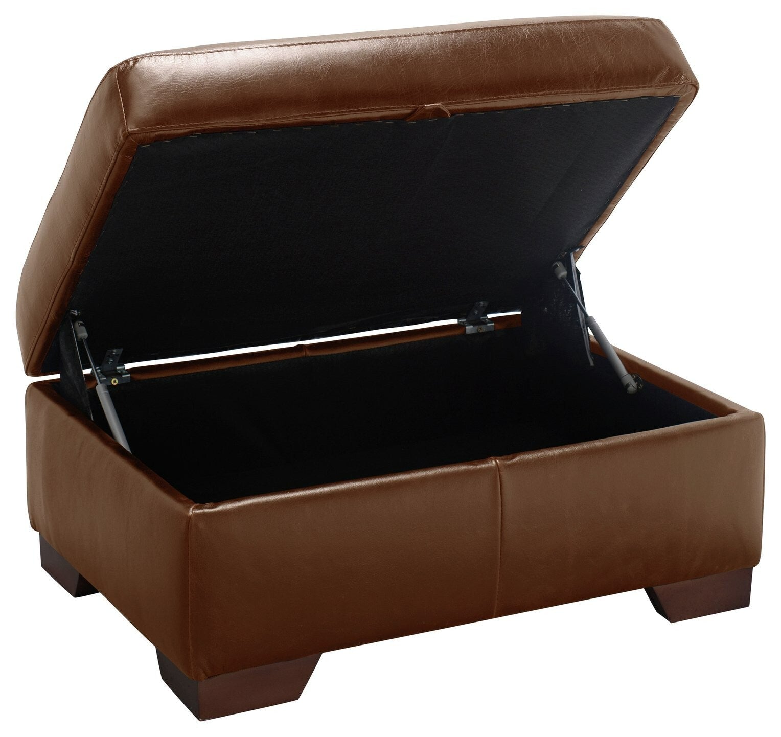 Eton Leather Storage Ottoman Footstool - Tan