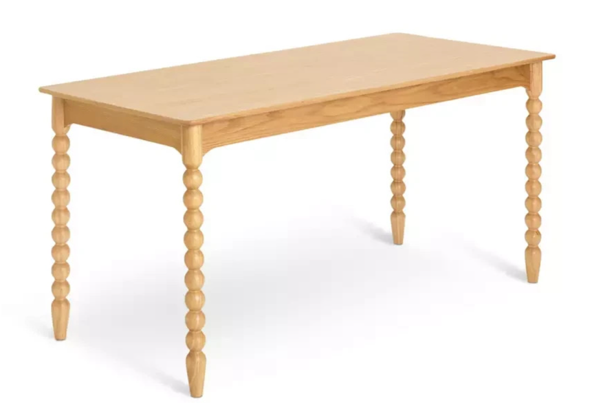 Blaire Bobbin Wood Veneer Dining Table Oak | Modern Wooden Dining Table