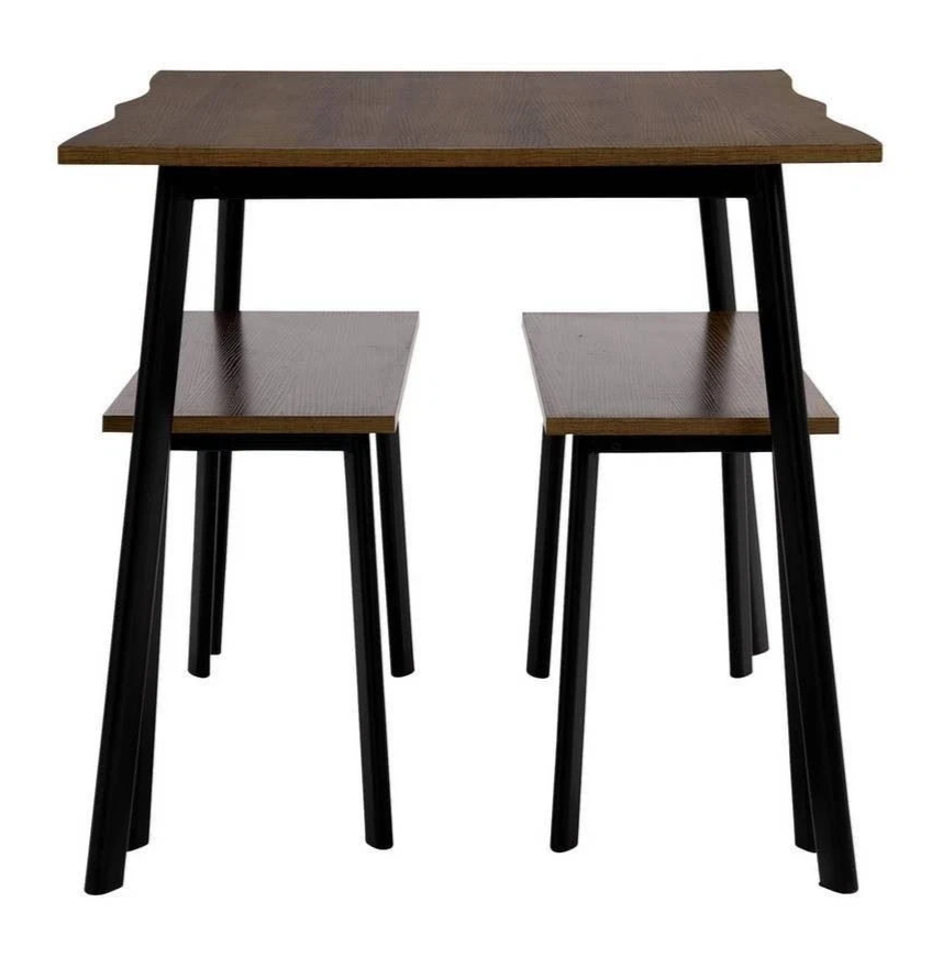 Railo Walnut Dining Table & 2 Walnut Benches | Wooden Dining Room Furniture Set