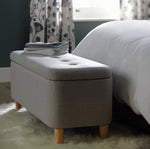 Habitat Aspen Fabric Storage Ottoman - Light Grey