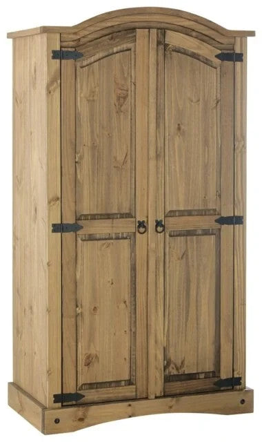 Home Puerto Rico 2 Door Wardrobe Dark Pine | Compact Bedroom Storage Furniture