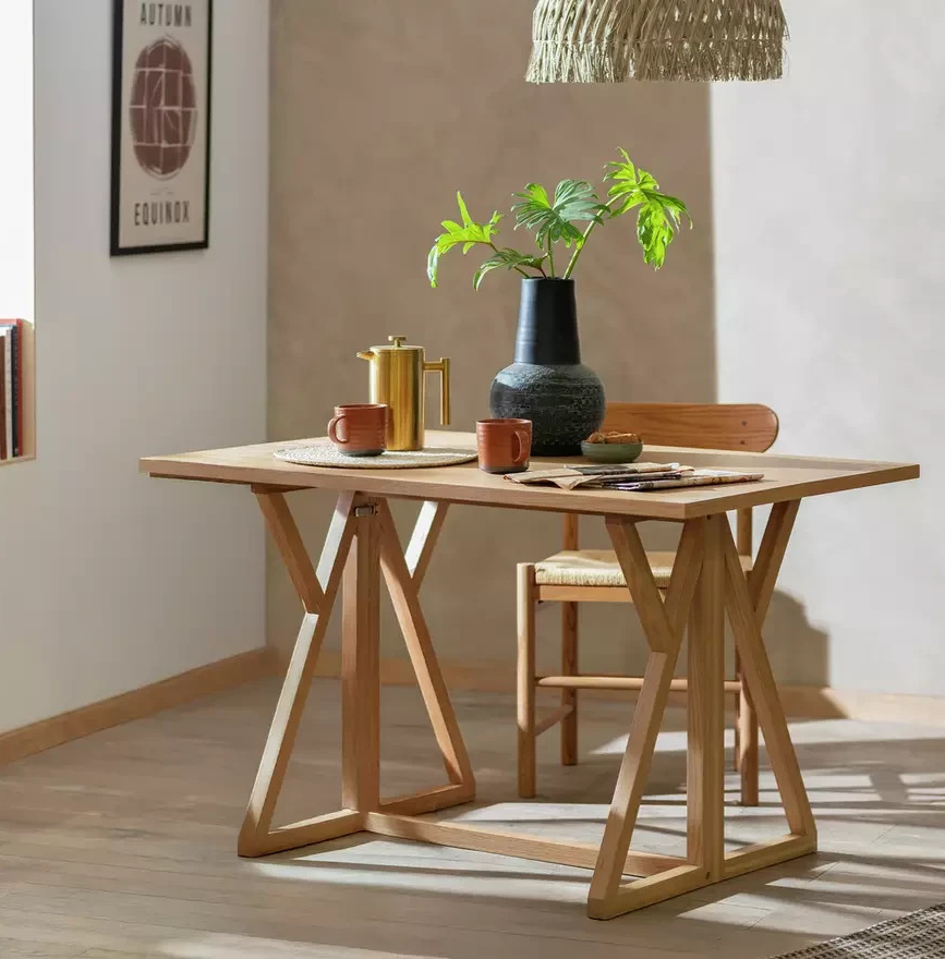 Heath Oak 4 Seater Folding Table Natural | Space Saving Dining Table Furniture