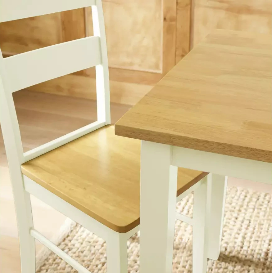 Home Chicago Cream Dining Table & 4 Cream Chairs | Modern Dining Room Set